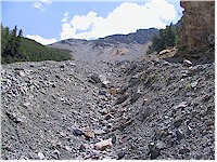 A rocky mountain slide area